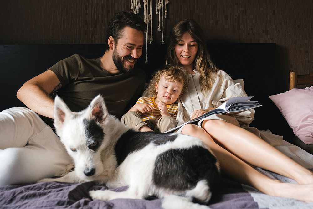 family with dog